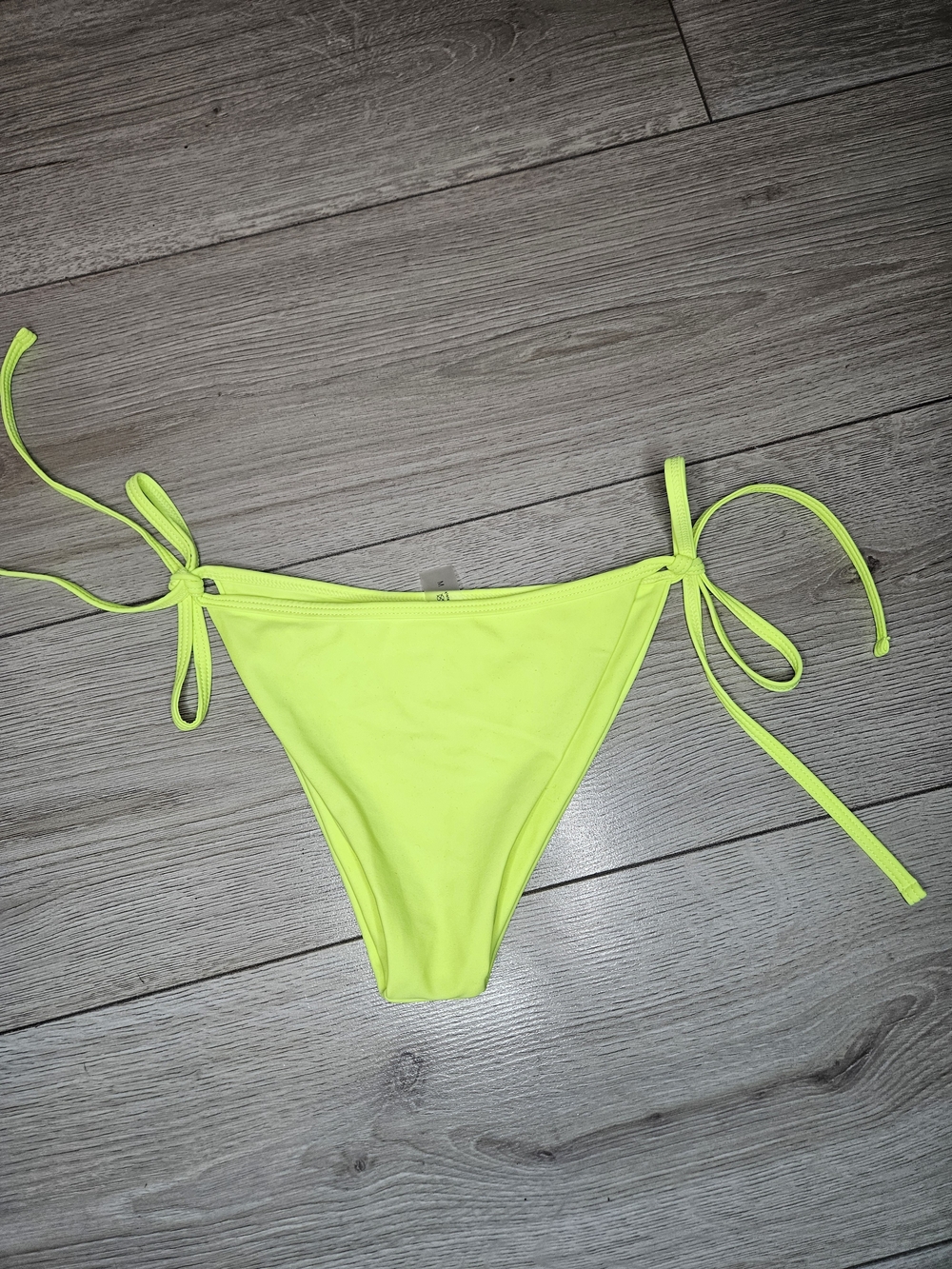 Neon Yellow Side Tie Bikini Bottom Medium Vibrant Swimwear🔥
